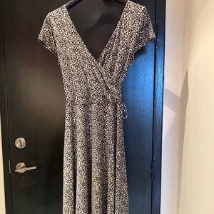 Vintage animal print faux wrap dress